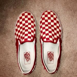 Vans red checkered slip on